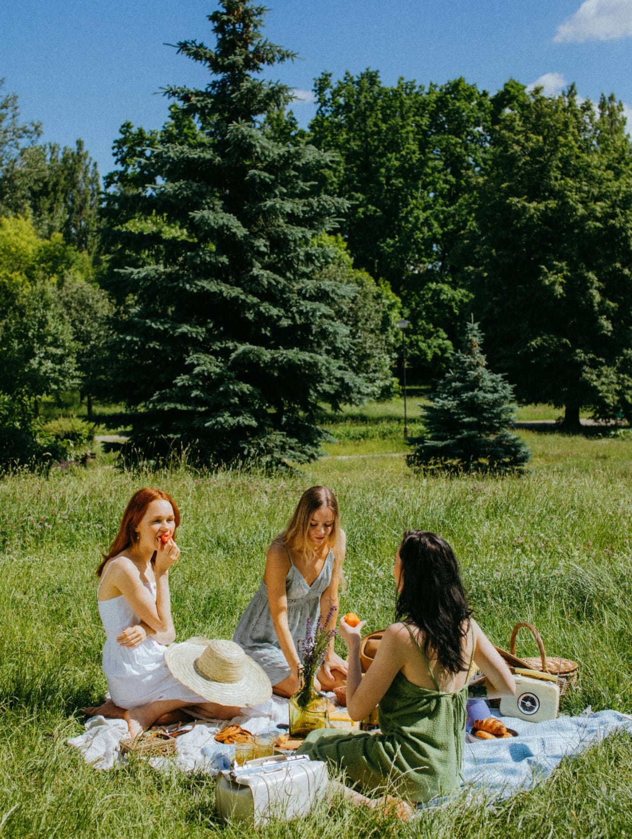 Spend more time with friends and family members new year image showing women enjoying a picnic together outdoors