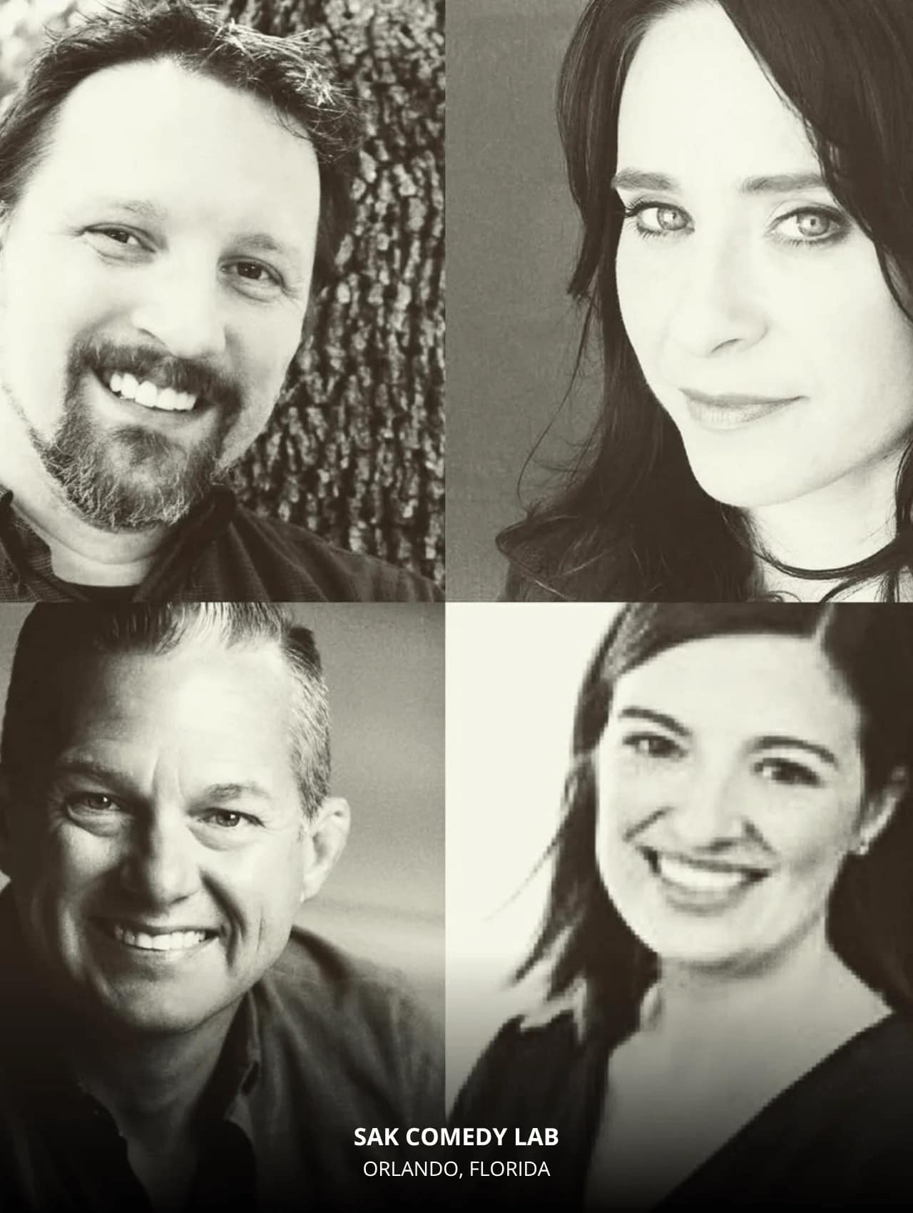 Group of comedians from Sak Comedy Lab smiling – featured in “17 Interesting and Exciting Things to Do in Orlando with Kids.”